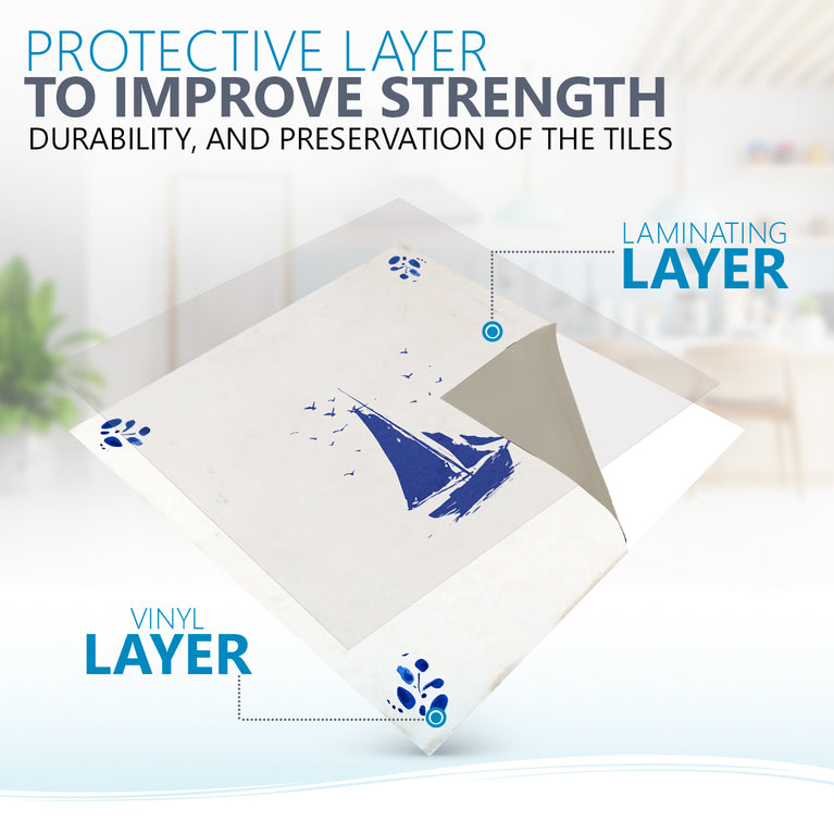 BOAT blue Delft tile Vintage Peel And Stick Tile Stickers delft tile fireplace surround Kitchen Tile Trends Model - D80