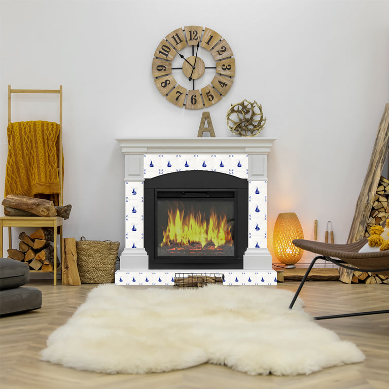 BOAT blue Delft tile Vintage Peel And Stick Tile Stickers delft tile fireplace surround Kitchen Tile Trends Model - D80