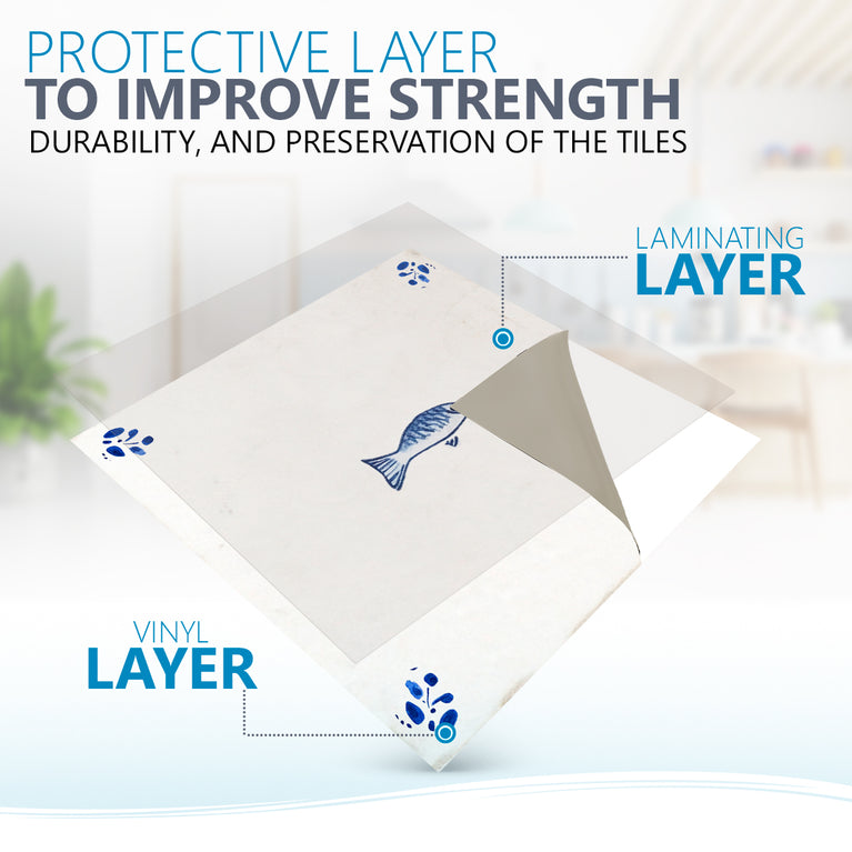 Blue Delft tile Vintage Peel And Stick Fish Babcsplash Tile Stickers Blue tile fireplace surround Kitchen Tile Trends Model - D81