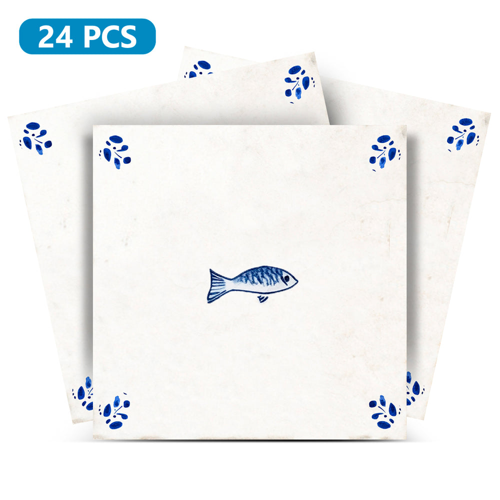 Blue Delft tile Vintage Peel And Stick Fish Babcsplash Tile Stickers Blue tile fireplace surround Kitchen Tile Trends Model - D81