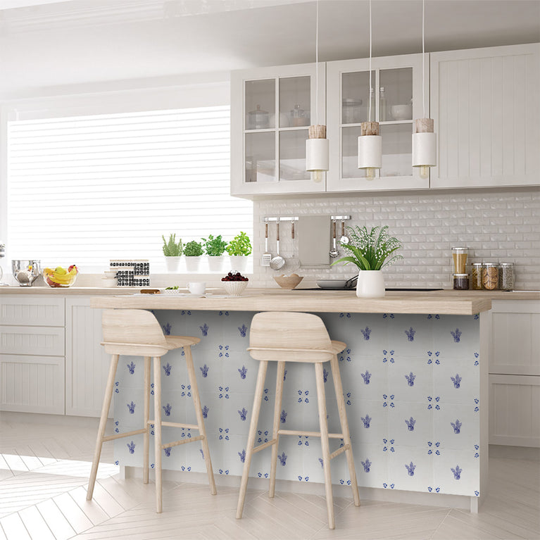 Flower Delft tile Vintage pattern Peel And Stick Tile Stickers delft tile fireplace surround Kitchen Tile Trends Delft blue tiles Model - D82