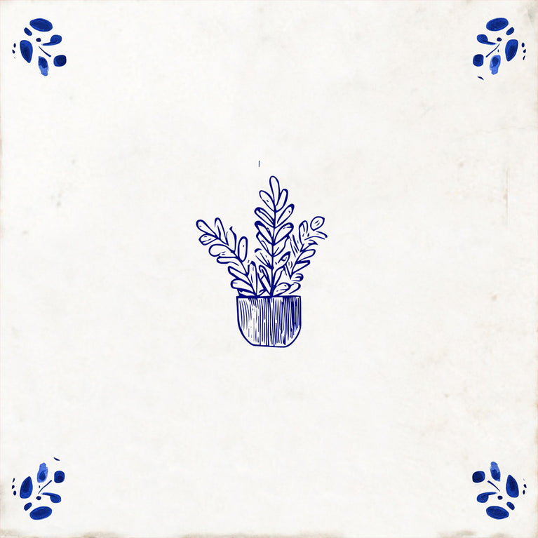Flower Delft tile Vintage pattern Peel And Stick Tile Stickers delft tile fireplace surround Kitchen Tile Trends Delft blue tiles Model - D82