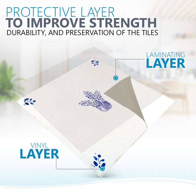 Flower Delft tile Vintage pattern Peel And Stick Tile Stickers delft tile fireplace surround Kitchen Tile Trends Delft blue tiles Model - D82