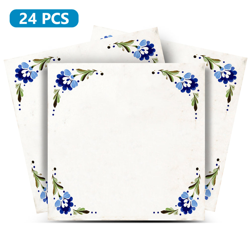 Delft tile Vintage GREEN blue corner pattern Peel And Stick Tile Stickers delft tile fireplace surround Kitchen Tile Trends Model -D85