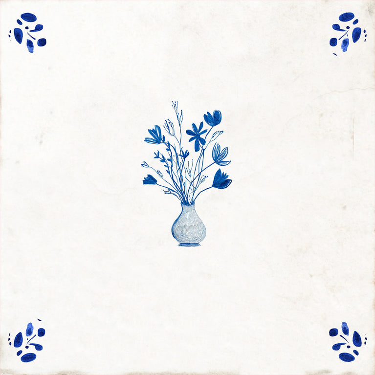 Delft Blue pattern Flower tile Vintage blue Peel And Stick Tile Stickers delft tile fireplace surround Kitchen Tile Trends Model D91