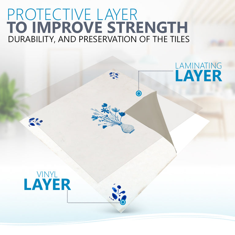 Delft Blue pattern Flower tile Vintage blue Peel And Stick Tile Stickers delft tile fireplace surround Kitchen Tile Trends Model D91