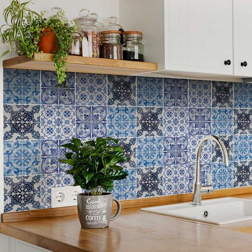 Multiple shapes designs for Blue backsplash bathroom decoration Tile Stickers Model - C3