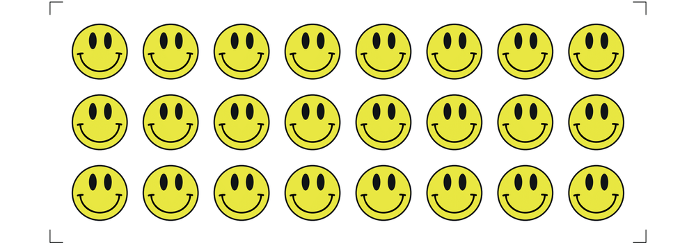 Circle cut Yellow smiley face Peel and Stick Tile Stickers easy to install Model - E2