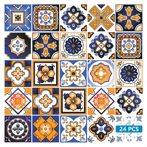 Multiple patterns vivid color removable wall decals Blue and Orange Model - M11
