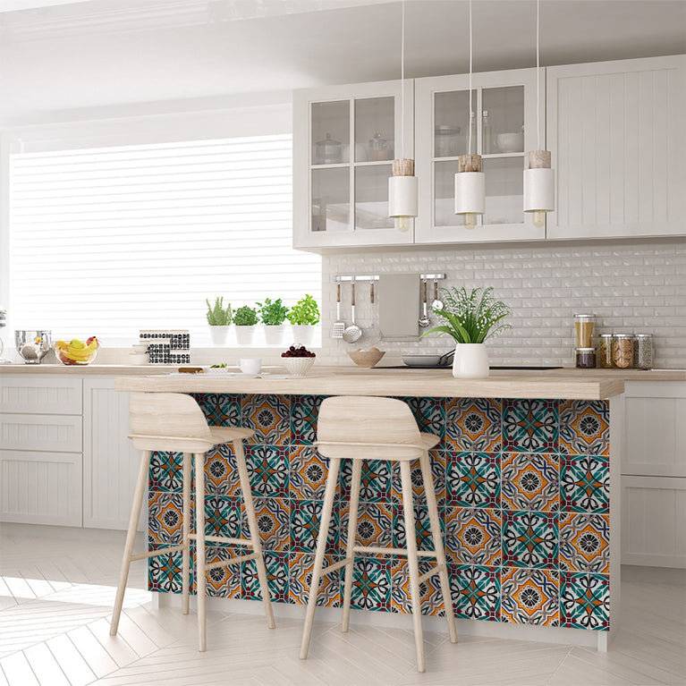 Beautiful Multicolor Mexican Backsplash DIY Different Patterns Tile Stickers Model - H203