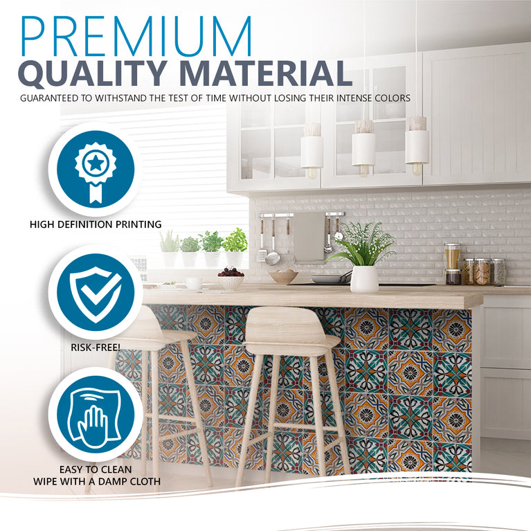 Beautiful Multicolor Mexican Backsplash DIY Different Patterns Tile Stickers Model - H203