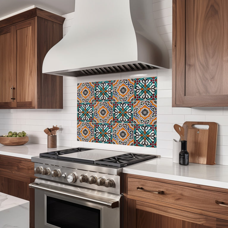 Beautiful Multicolor Mexican Backsplash DIY Different Patterns Tile Stickers Model - H203