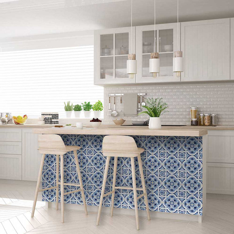 Blue and White backsplash Home Décor Peel and Stick Tile Stickers Model - H20