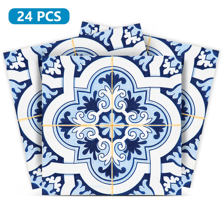 Blue and White backsplash Home Décor Peel and Stick Tile Stickers Model - H20