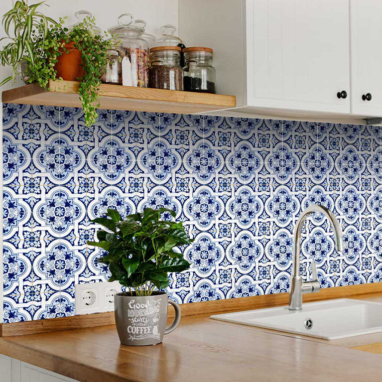 Beautiful Blue shades Backsplash removable tile stickers for renters Model - H22