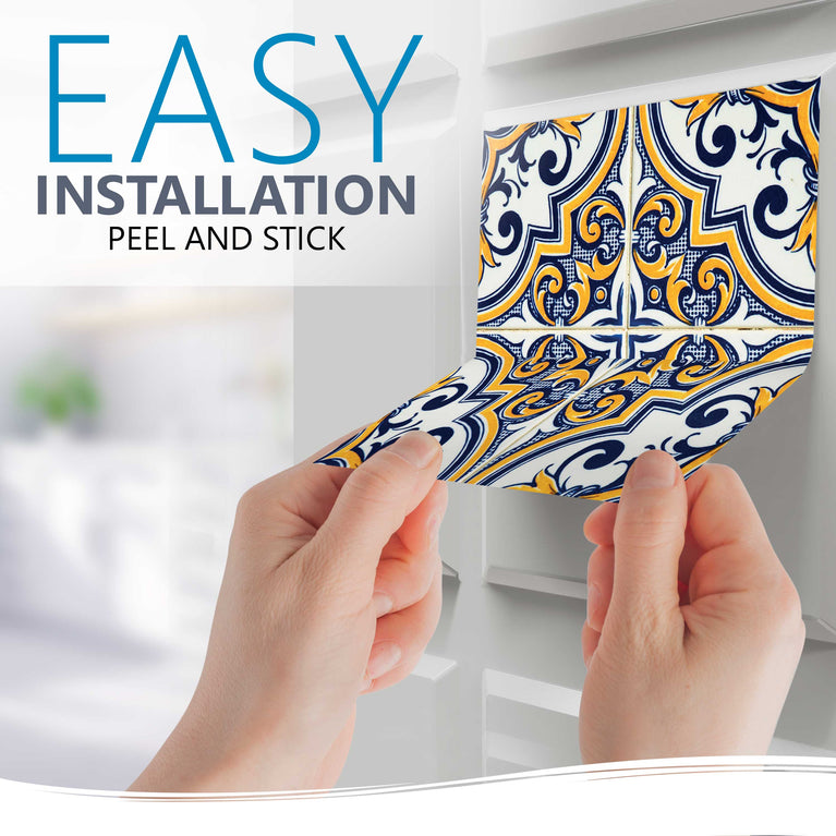 Yellow and White Tile Stickers for Home Renovation easy do it yourself tiles Model - H24