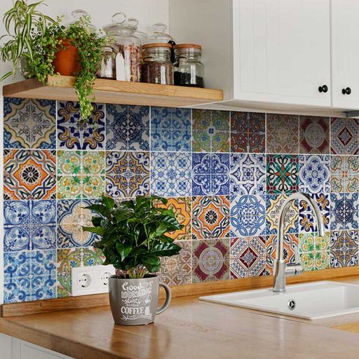 Vintage Spanish Durable Floor Tile stickers removable for renters mixed patterns Model - HA5
