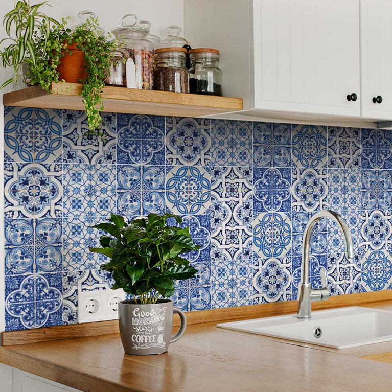 Colorful Blue backsplash for home renovation floor suitable Tile Stickers Model - H601