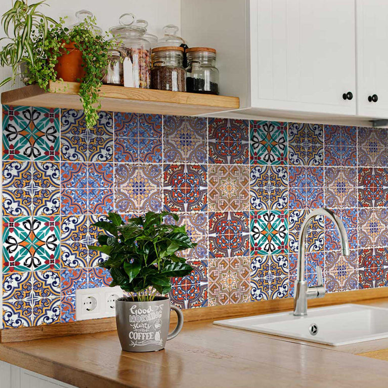 Blue Beautiful Bathroom Backsplash DIY Different Patterns Tile Stickers Model - H77