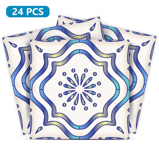 Amazing Blue and Yellow marble look Tile Stickers Model - B512