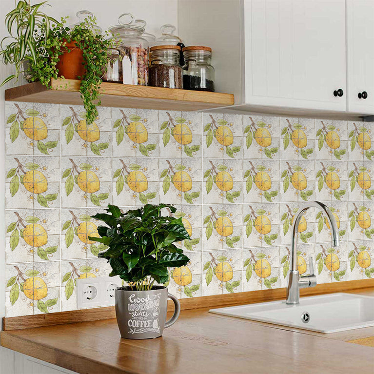 Vintage Lemon Rustic Sorrento design Tile Stickers for kitchen wall Model- L23