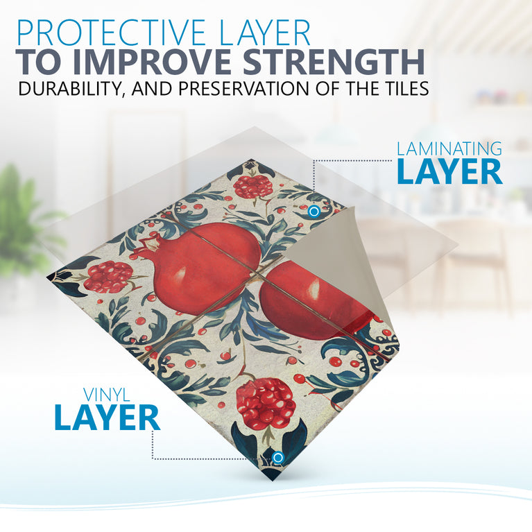 Pomegranate Retro Easy Installation Peel and Stick colorful Tile Stickers Model - L30