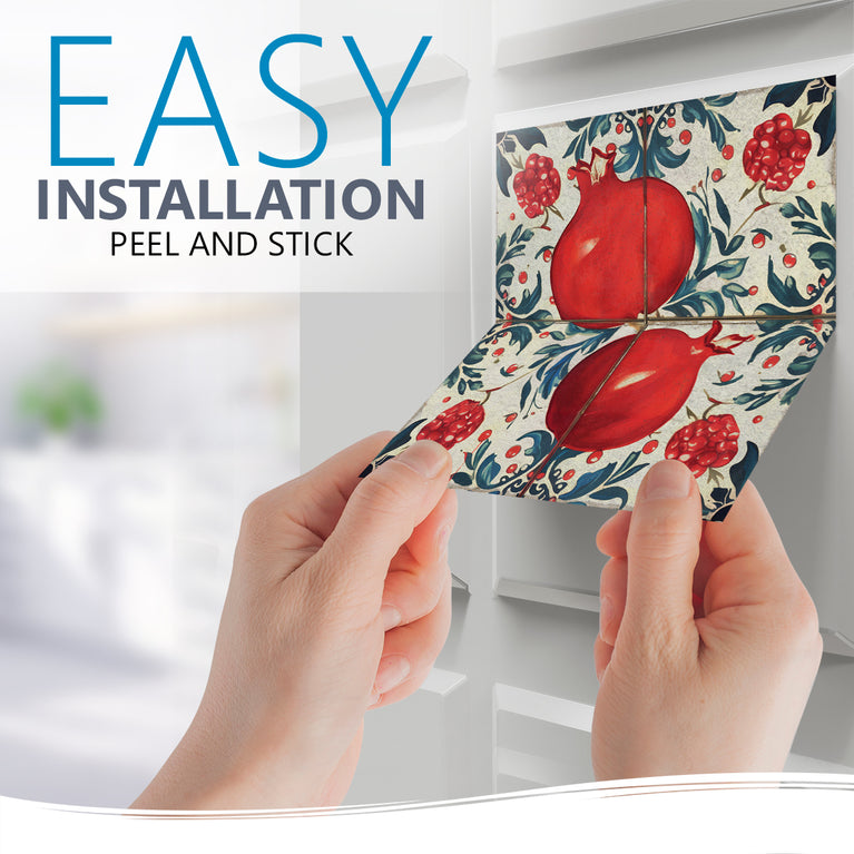 Pomegranate Retro Easy Installation Peel and Stick colorful Tile Stickers Model - L30