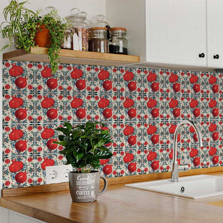 Pomegranate Retro Easy Installation Peel and Stick colorful Tile Stickers Model - L30