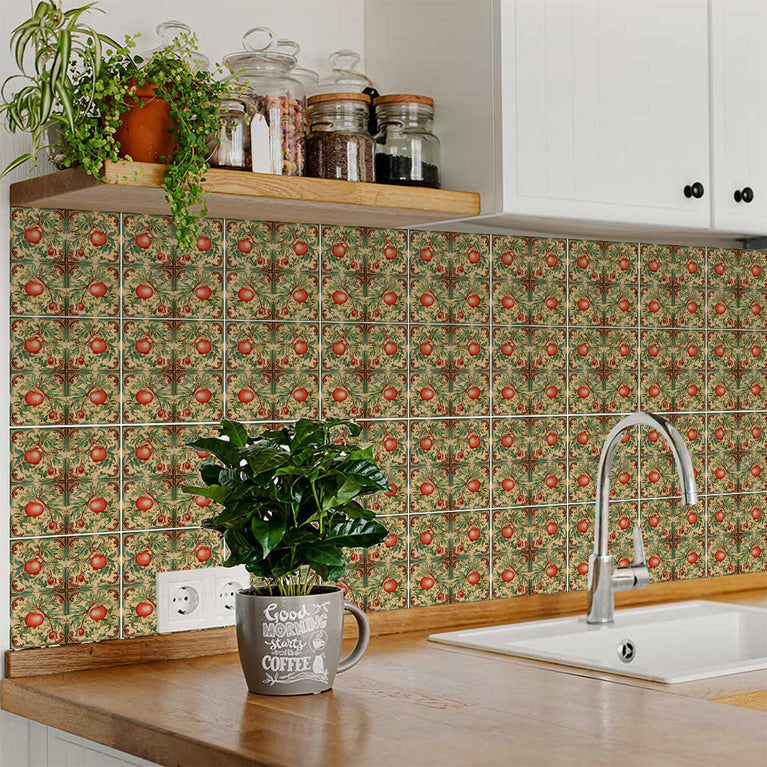 Pomegranate Retro Easy Installation Peel and Stick colorful Tile Stickers Model - L31