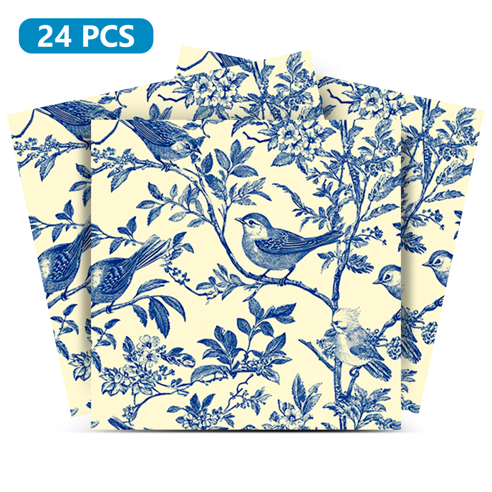 Yellow Blue Birds Patterns Furniture Wallpaper Stickers Peel And Stick Model - L42