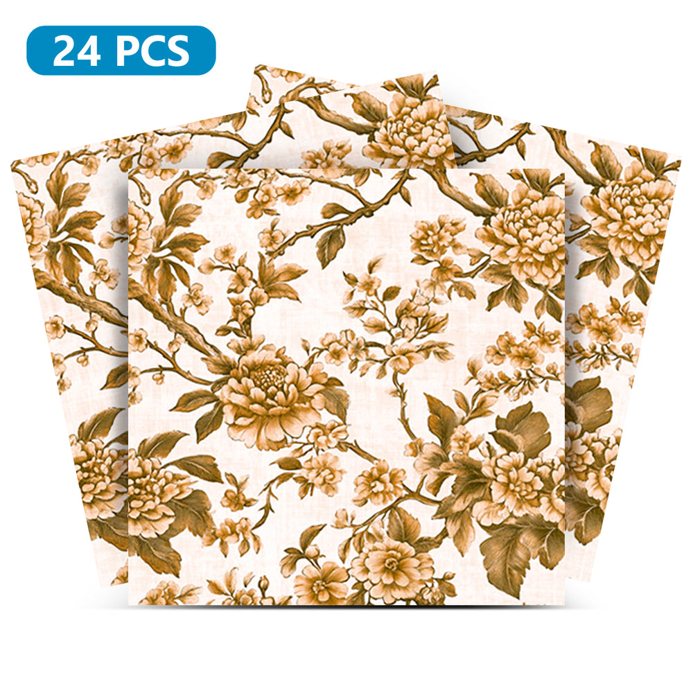 Floral Rustic Gold Flower Pattern Peel And Stick Tile stickers Boho Style Wallpaper Mode l- L43