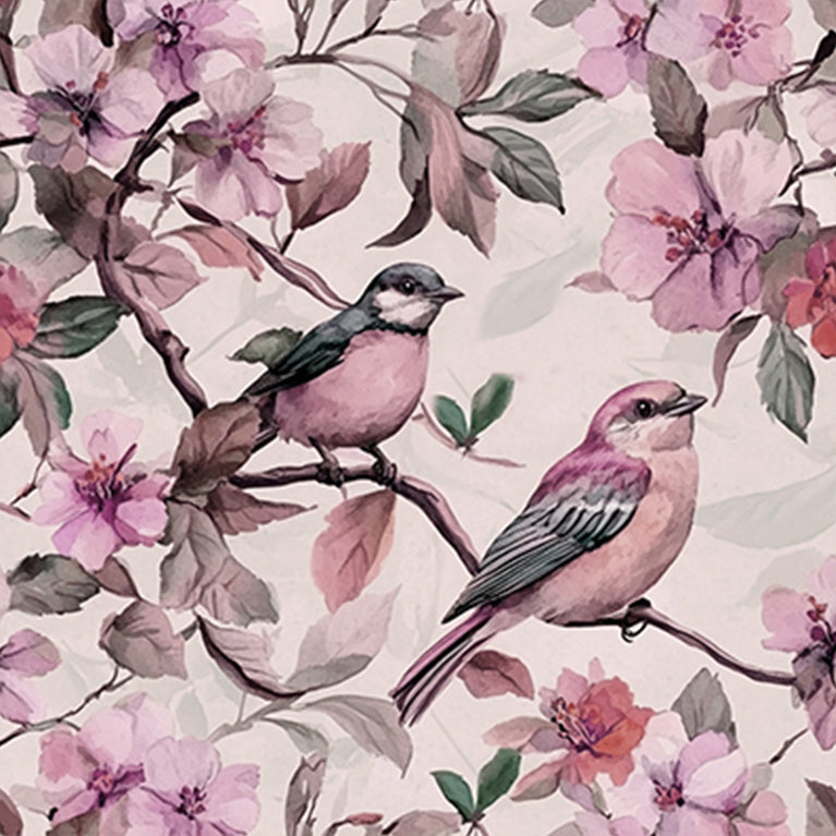 Pink Birds Vintage Pattern Furniture Wallpaper Stickers Peel And Stick Model - L44