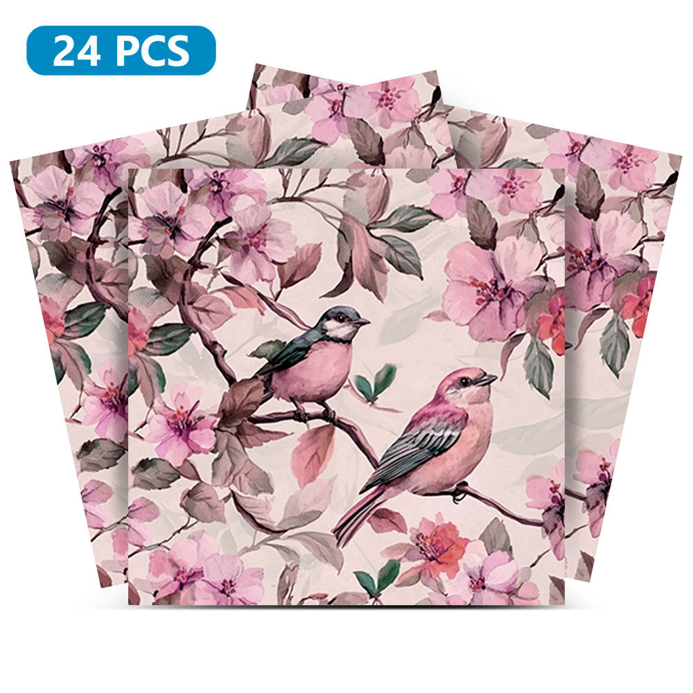 Pink Birds Vintage Pattern Furniture Wallpaper Stickers Peel And Stick Model - L44