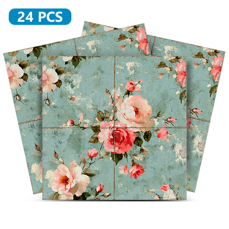 Floral Rustic Grey Flower Pattern Peel And Stick Tile stickers Furniture Wallpaper Model - L45