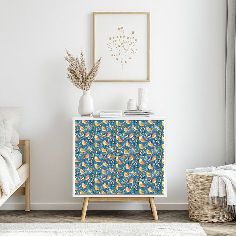 Blue Bird Patterns Furniture Wallpaper Stickers Peel And Stick Model - L70