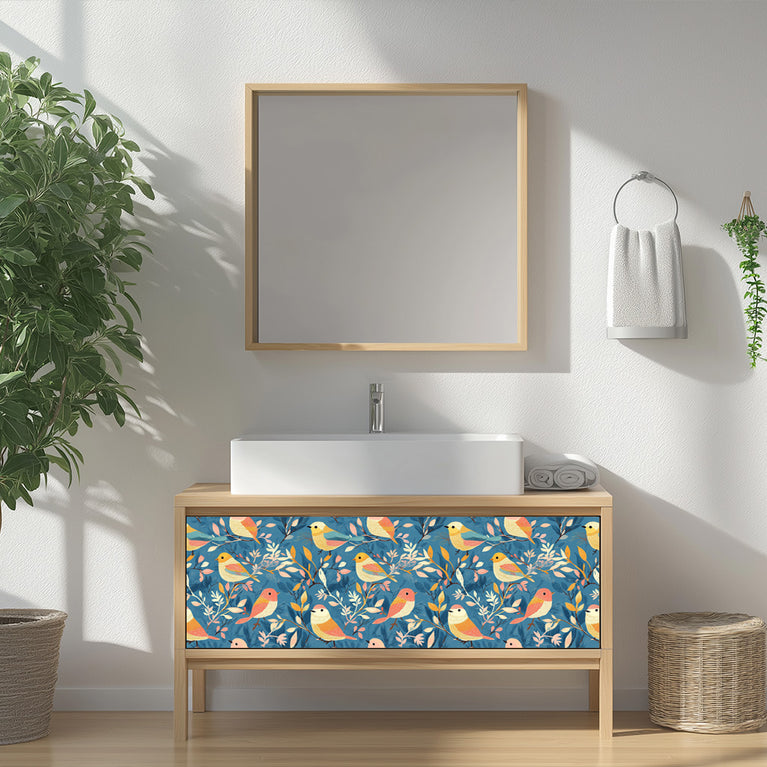 Blue Bird Patterns Furniture Wallpaper Stickers Peel And Stick Model - L70