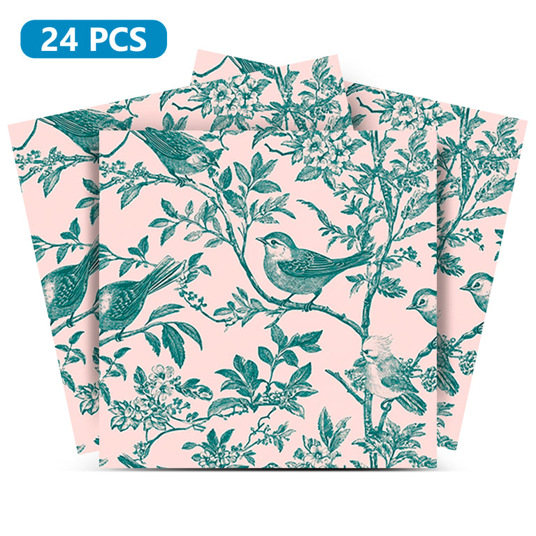 Green Pink Bird Patterns Furniture Wallpaper Stickers Peel And Stick Model - L71