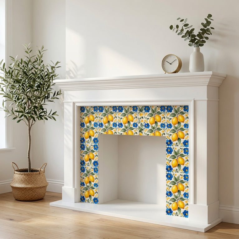 Mediterranean Lemon Backsplash Tile Stickers, Amalfi Coast Lemon Backsplash- L76