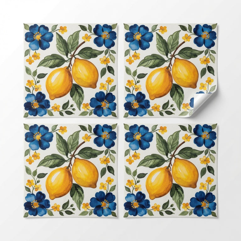 Mediterranean Lemon Backsplash Tile Stickers, Amalfi Coast Lemon Backsplash- L76