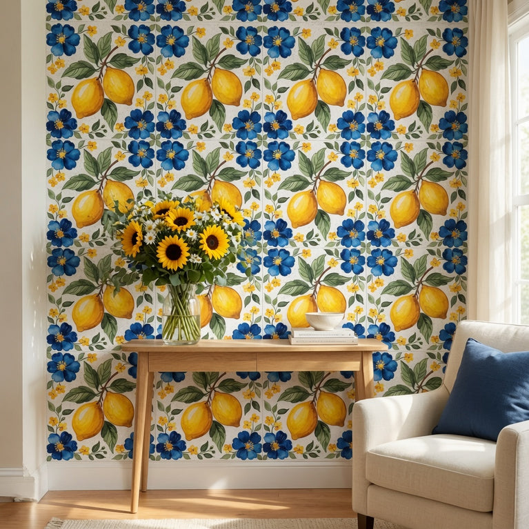 Mediterranean Lemon Backsplash Tile Stickers, Amalfi Coast Lemon Backsplash- L76