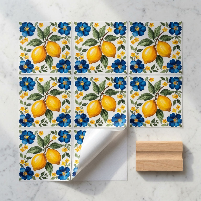 Mediterranean Lemon Backsplash Tile Stickers, Amalfi Coast Lemon Backsplash- L76