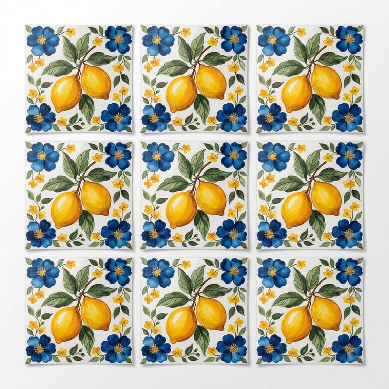 Mediterranean Lemon Backsplash Tile Stickers, Amalfi Coast Lemon Backsplash- L76