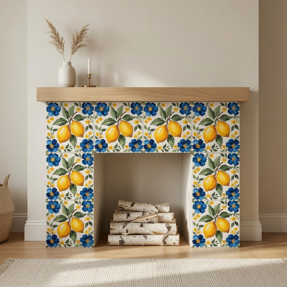 Mediterranean Lemon Backsplash Tile Stickers, Amalfi Coast Lemon Backsplash- L76