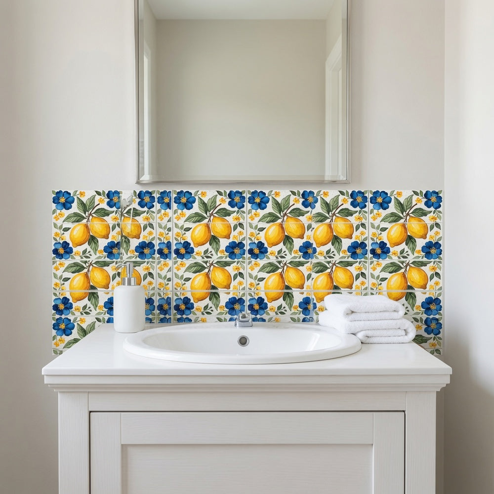 Mediterranean Lemon backspalsh Tile Stickers, Amalfi Coast Lemon Backsplash- L76