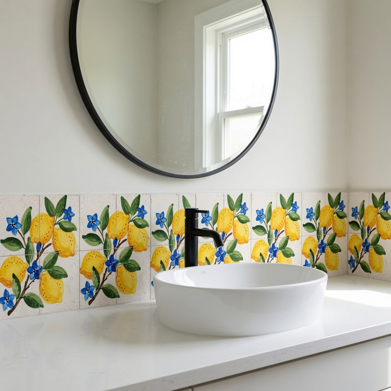 Mediterranean Lemon Backsplash Tile Stickers, Amalfi Coast Lemon Backsplash- L77