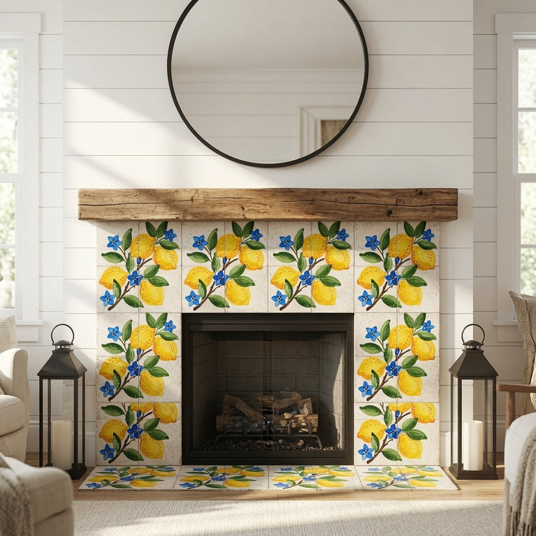 Mediterranean Lemon Backsplash Tile Stickers, Amalfi Coast Lemon Backsplash- L77