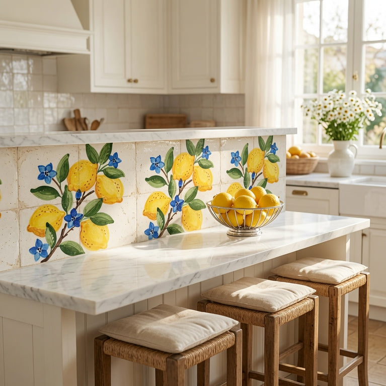 Mediterranean Lemon Backsplash Tile Stickers, Amalfi Coast Lemon Backsplash- L77