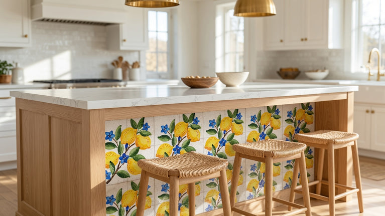 Mediterranean Lemon Backsplash Tile Stickers, Amalfi Coast Lemon Backsplash- L77