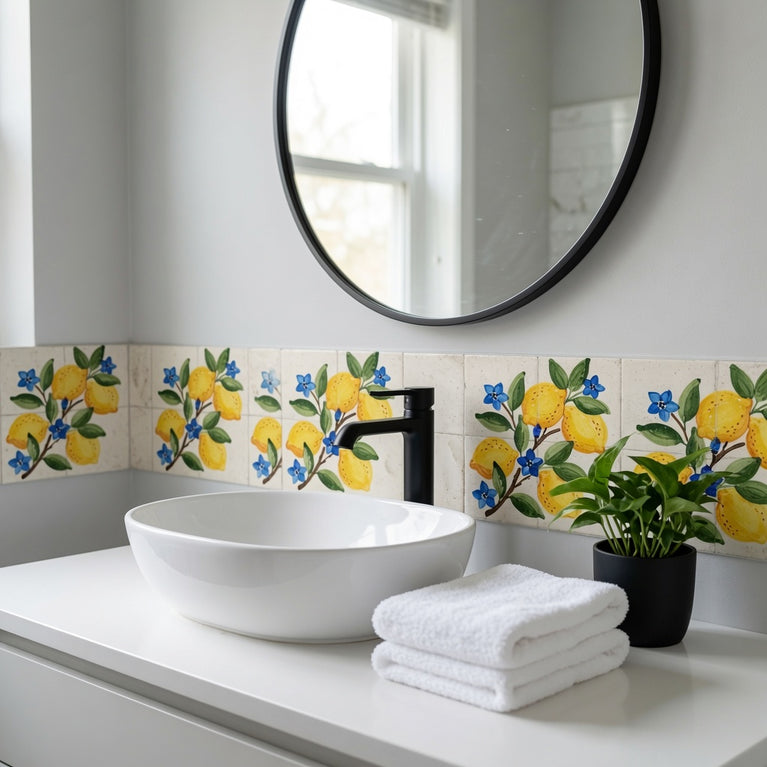 Mediterranean Lemon Backsplash Tile Stickers, Amalfi Coast Lemon Backsplash- L77