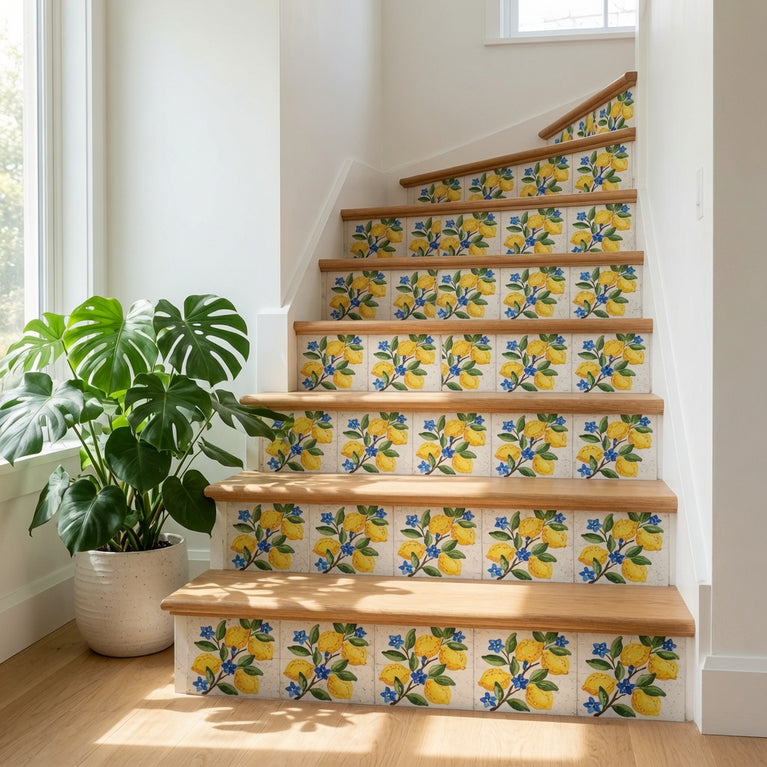 Mediterranean Lemon Backsplash Tile Stickers, Amalfi Coast Lemon Backsplash- L77